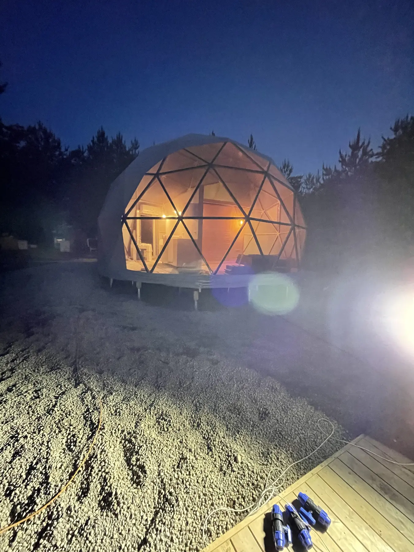 Illuminated Forest Dome after dusk